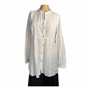 Take Two White Boho Cotton Tunic Top – Size L
